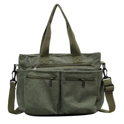 Large Capacity Corduroy Women's Crossbody Bag, Simple Design, Commuting Travel - 8