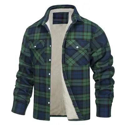Herrenjacke mit Fleecefutter, Karomuster, lockere Passform