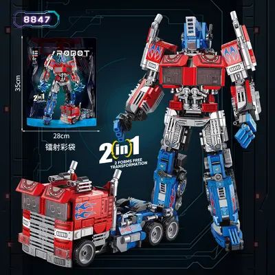 Mit LEGO kompatibles Transformers-Bausteinset Bumblebee und Optimus Prime, ab 6-12 Jahren - 12