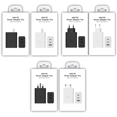 65W Gallium Nitride Ladegerät für Samsung Handys, ACC Mehrfach-Schnellladekopf-Set mit US-, EU- und UK-Stecker - 8