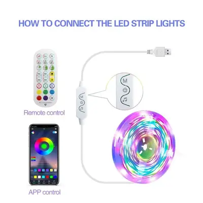 5050 Chasing LED Strip Light Set with Bluetooth and 2.4G Remote