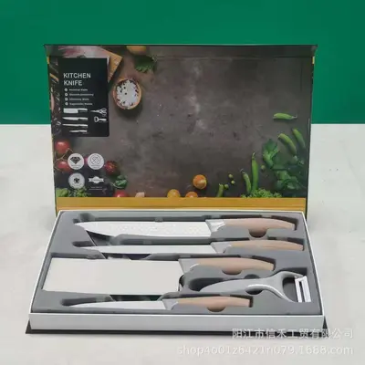Paslanmaz çelik 6 parçalı mutfak bıçak seti ergonomik saplarla - 8