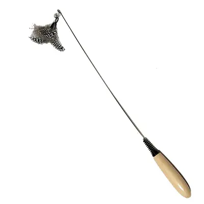 Cat Teaser Wand with Spotted Feather Replacement Head, Chew-Resistant - 6