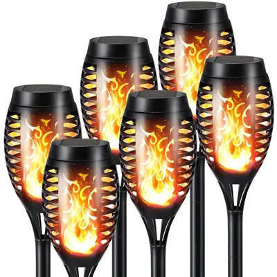 Waterproof 12 LED Solar-Powered Flame Garden Lamp - 13
