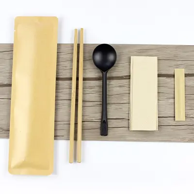Disposable 4-piece tableware set, kraft paper, printable - 6