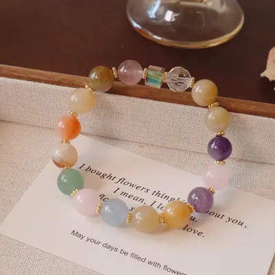 Natural Crystal Multicolor Beaded Bracelet for Women