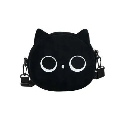 Cartoon cat small bag for women, new autumn and winter popular plush toy bag, Japanese cute crossbody plush bag