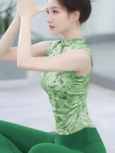 Damen Yoga-Set im chinesischen Stil mit Weste - 7