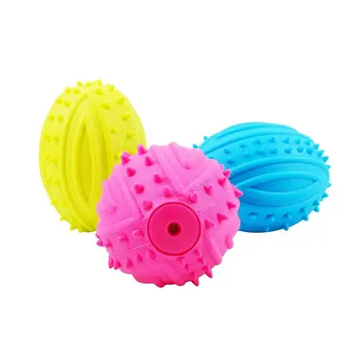 TPR Squeaky Rugby Ball Dog Chew Toy, Durable - 7