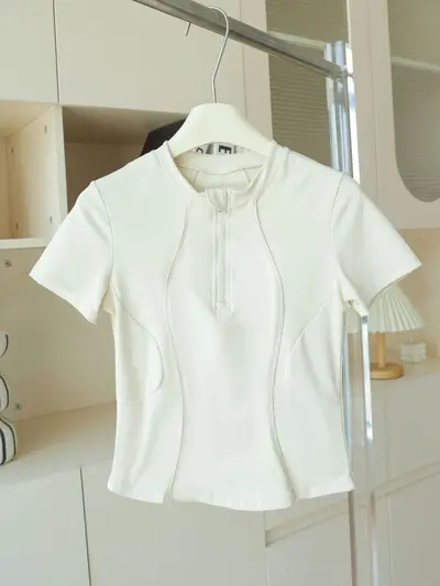 Women's Summer Sports Top, Thin, Stand-up Collar, Running and Pilates - 7