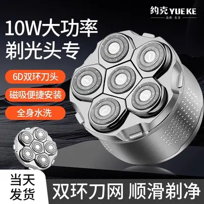 Electric Shaver, Six-Blade, Bald Head Attachment, Type-C Rechargeable