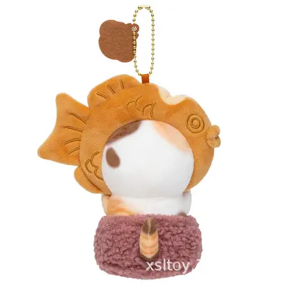 Cartoon-Hai-Katze Plüsch-Schlüsselanhänger, Taiyaki-Dorayaki-Design