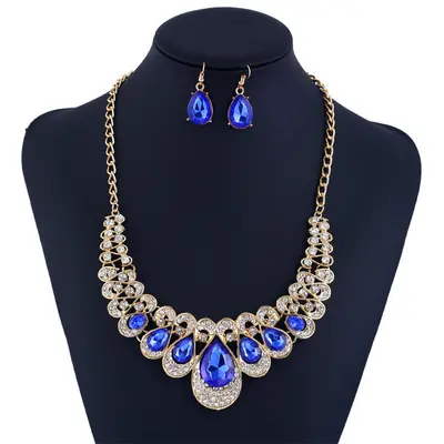 Cubic Zirconia Necklace and Earring Set, Elegant Design