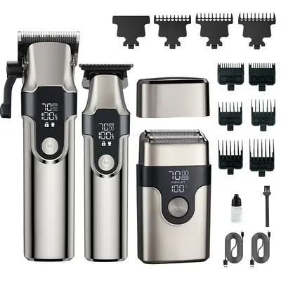 Professional Electric Hair Clipper Full Set for Men, Barber - 9