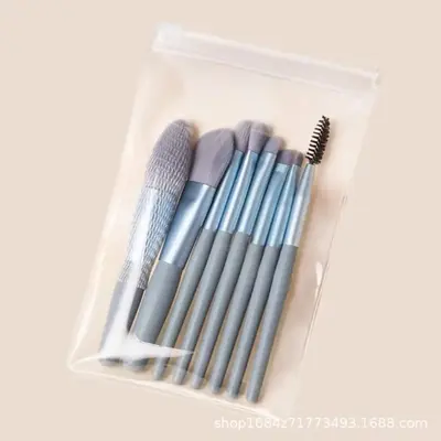Make-up-Pinsel-Set bestehend aus 8 kleinen Beauty-Tools, tragbares Set mit Lidschatten-Pinsel, Foundation-Pinsel, Lippen-Pinsel, Puder-Pinsel für loses Puder, Rouge-Pinsel - 12