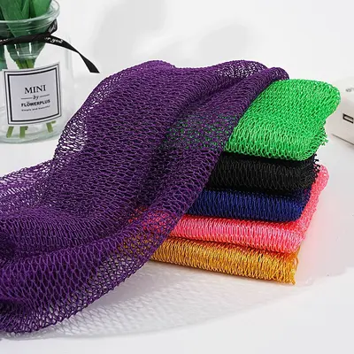 Nylon Exfoliating Bath Scrubber, Long Shower Sponge, Foaming Net
