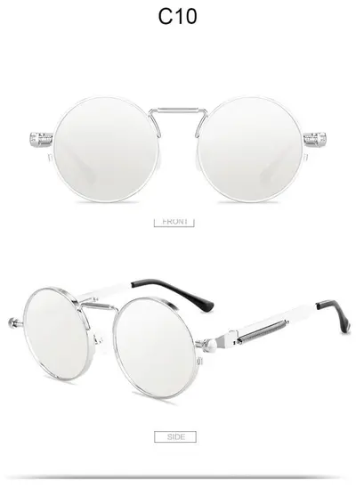 Retro Round Sunglasses, UV Protection, Spring Hinge - 12