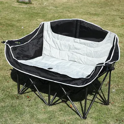 Two-Person Folding Camping Chair with Armrests