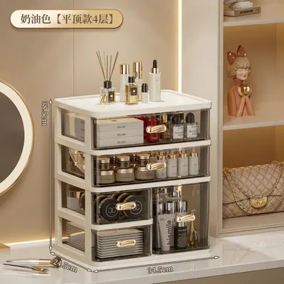 Dustproof large capacity vanity cosmetics storage organizer with drawers - 11