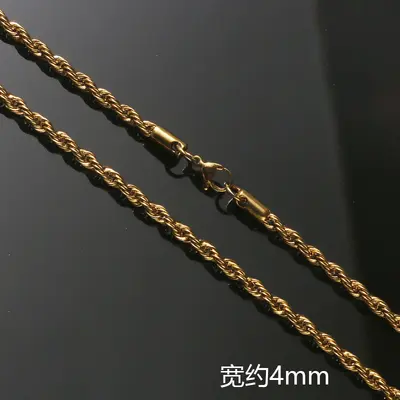 European and American stainless steel twisted chain men's necklace fashionable hip-hop style titanium steel necklace jewelry flat chain wholesale - 11