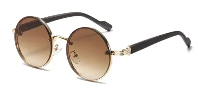 Unisex Classic Metal Round Frame Sunglasses, American Style - 9