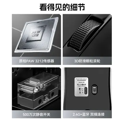 T-WOLF雷狼X8无线蓝牙鼠标双模游戏办公防滑贴纸鼠标狗屁王定制 - 4