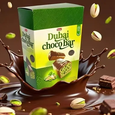Dubai Chocolate Bar with Pistachio Filling, Boxed, Made in Turkey