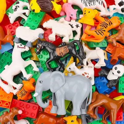 LEGO-Compatible Large Brick Animal Accessories, Dinosaurs, Lions and Elephants - 3