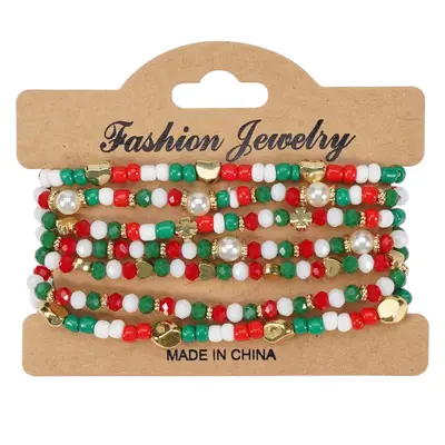 Christmas Snowman and Old Man Bell Bead Bracelet - 13