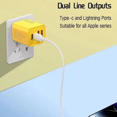 120W Fast Charger Head, Dual TYPE-C + Dual USB, UK and US Standard