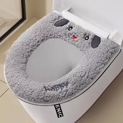 USB-beheizte WC-Sitzauflage, Winter-Plüsch, universal mit Griff - 7