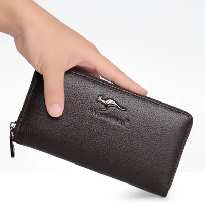 Sachi Kangaroo Men's Long Leather Wallet with Zipper - 1