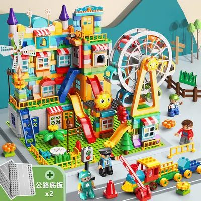 Large Particle Building Blocks, Amusement Park Castle and Ferris Wheel Scene - 4