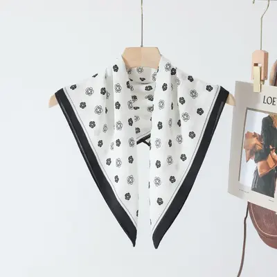 70cm Small Square Imitation Silk Satin Women's Scarf with Letter Print