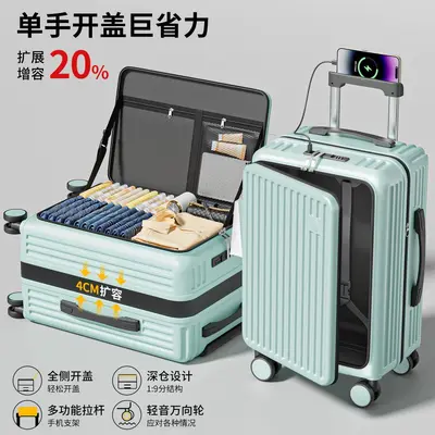 Expandable 20 Inch Travel Suitcase with Side Opening and Combination Lock - 10