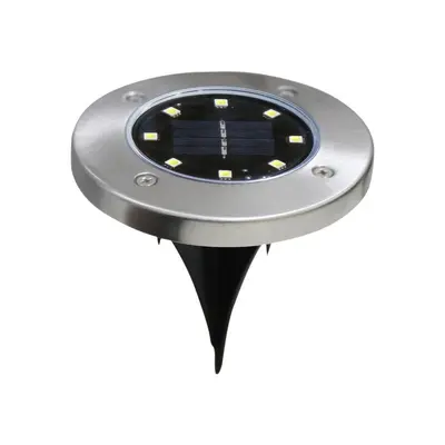 Solar 8 LED Stainless Steel Lawn Light, Waterproof