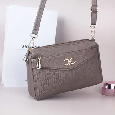 Middle-Aged Women's Crossbody Shoulder Bag, Soft Leather, Multi-Compartment