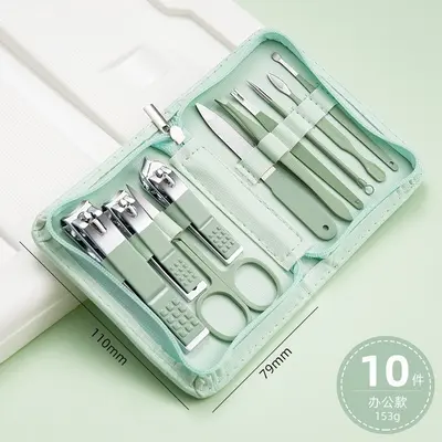Maniküre-Set, 35-teilig, Grün, mit Nagelschere - 9
