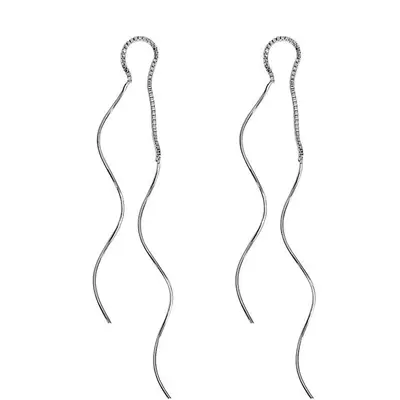 Long tassel wave earrings, minimalist design - 6