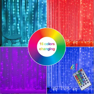 16-Color USB LED RGB Copper Wire String Lights with 24-Key Remote