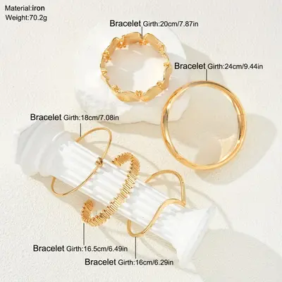 3er-Set geometrische mehrschichtige Wickel-Damenarmband im Punk-Stil - 3