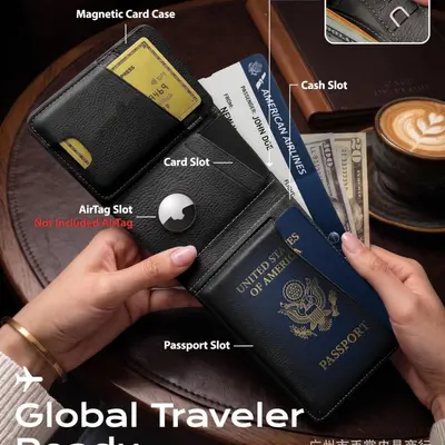 Travel passport holder, Airtag locator, multifunctional card organizer