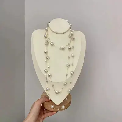 Französische Perlenkette mit Crackle-Optik, mehrschichtig, Langdesign - 5