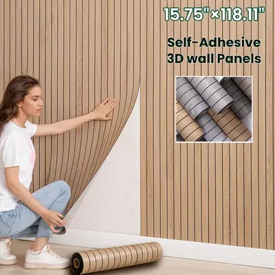 3D Self-Adhesive Wood Grain Wall Sticker, Waterproof