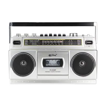 Bluetooth FM Radyolu Kaset Kayıt Cihazı, Çift Hoparlörlü Masaüstü Teyp - 7