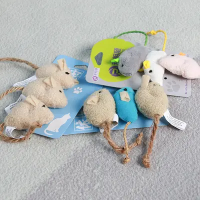 Simulated Plush Mouse Cat Toy, 3-Piece Set with Catnip - 2