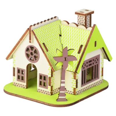 Ahşap 3D Stereo Puzzle Küçük Ev, Çocuklar için El Yapımı DIY Montaj - 11