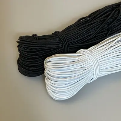 Round Elastic Cord 1mm, 15m, Black and White, High Elasticity - 7
