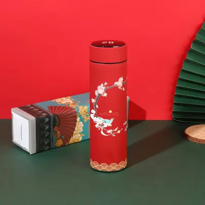 Çin Tarzı Retro Akıllı Sıcaklık Göstergeli Paslanmaz Çelik Termos Bardak - 10