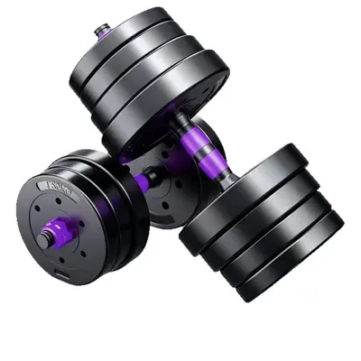 Adjustable dumbbells home and commercial two-in-one set purple grip bar unisex easy storage eco-friendly odorless - 6
